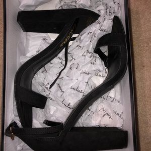 Lulus Taylor Black Suede Ankle Strap Heels